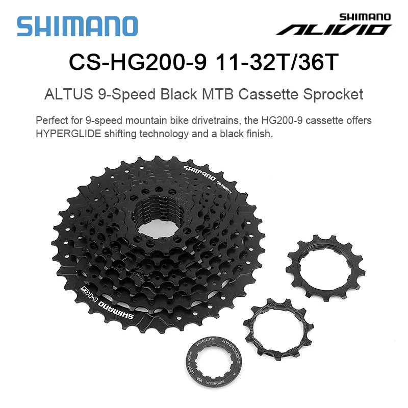 

SHIMANO ALTUS CS HG200 9V 9-Speed Black MTB Cassette Sprocket 11-32/36T cassete 9v cubo k7 HG bicycle Cassette