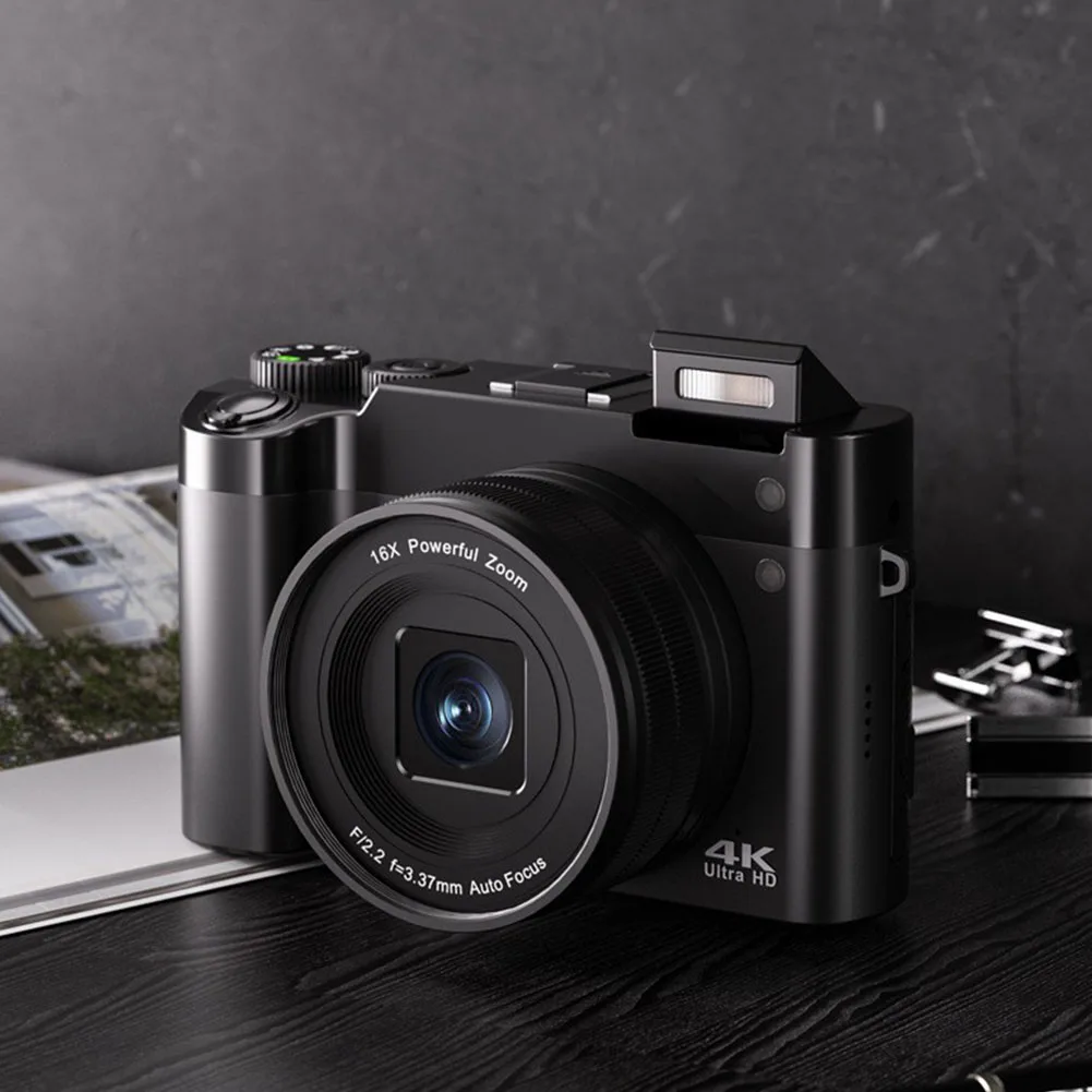 4K 64MP Digital Camera Vlogging Camera Autofocus Compact Digital with Anti-Shake Flash 16X Zoom for Photography