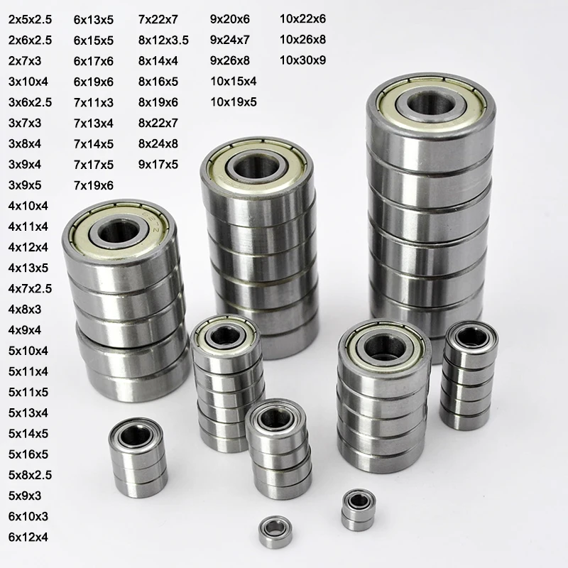 10/50pcs Small Bearings 2mm 3mm 4mm 5mm 6mm 7mm 8mm 9mm 10mm Bore 3x7x3 5x10x4 5x11x4 8x22x7 10x15x4 mm Miniature Bearing