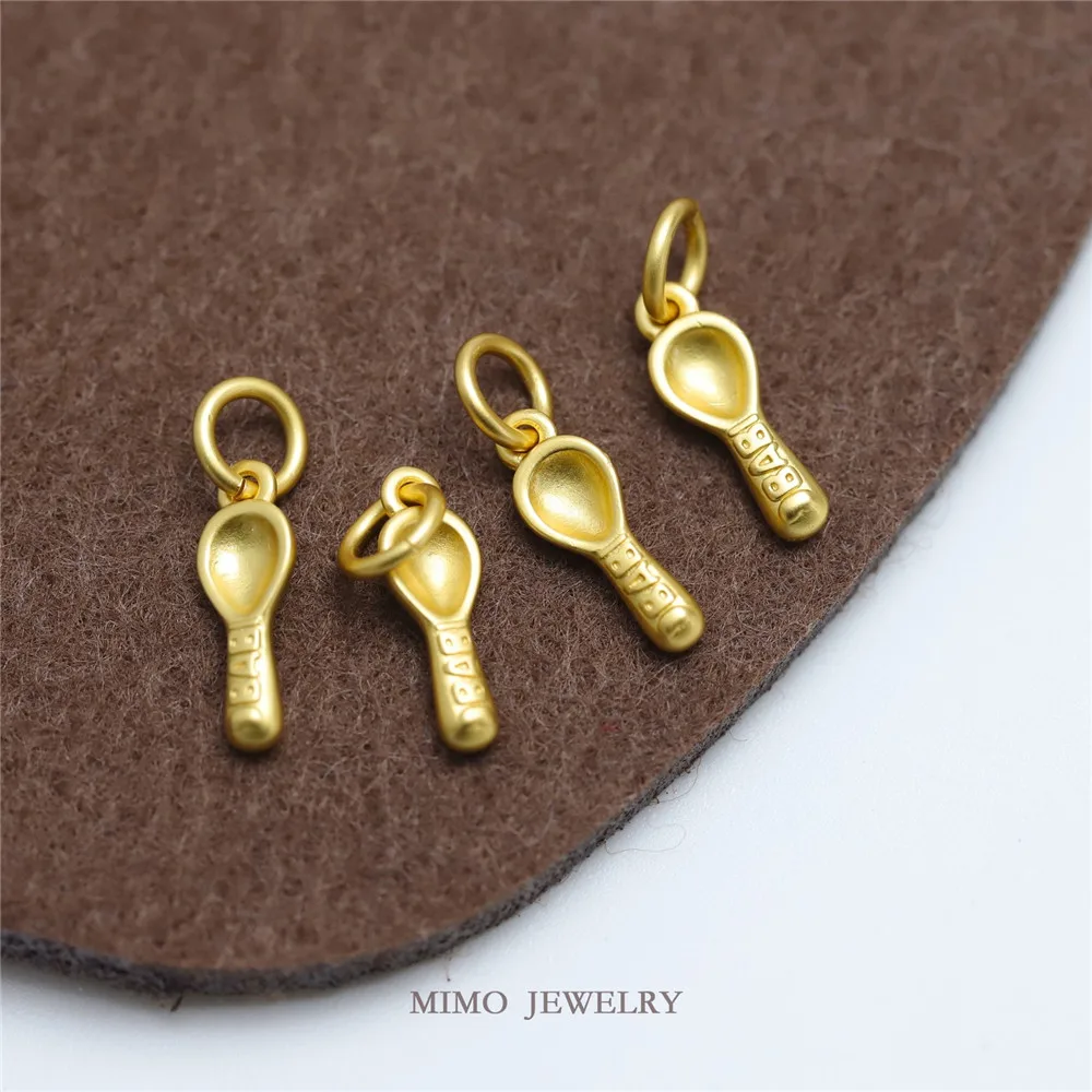 

Color preserving copper plating real Jinsha gold technology cute baby spoon DIY jewelry accessories