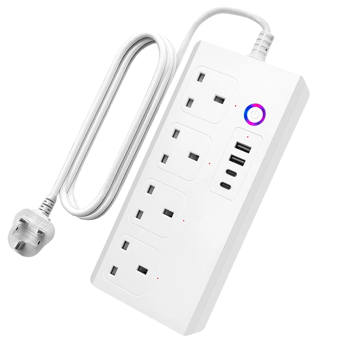 WiFi-Enabled Smart Power Strip with 4 Outlets and 4 USB Ports