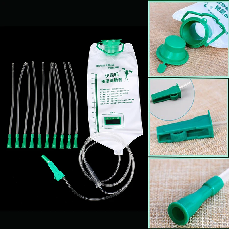 

1200ML Home Enema Intestinal Flushing Bags Spa Coffee Enema Bag With 10pcs Tube Bowel Detoxification Colon Hydrotherapy Device