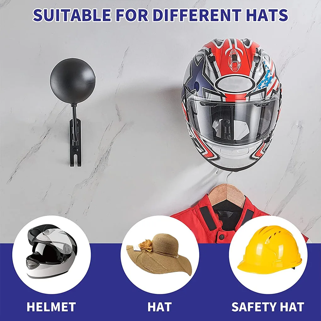 Motorcycle Helmet Holder Wall Mount Aluminum Baseball helmet Display Holder 180 Degree Hanger Household Bracket Accessories