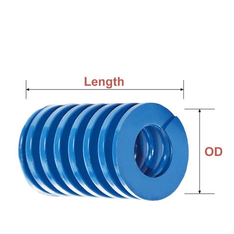 1Pc Mould Die Spring Blue Light Load Spiral Stamping Compression Alloy Steel Outer Diameter 27mm 30mm 35mm 40mm Length 25-300mm