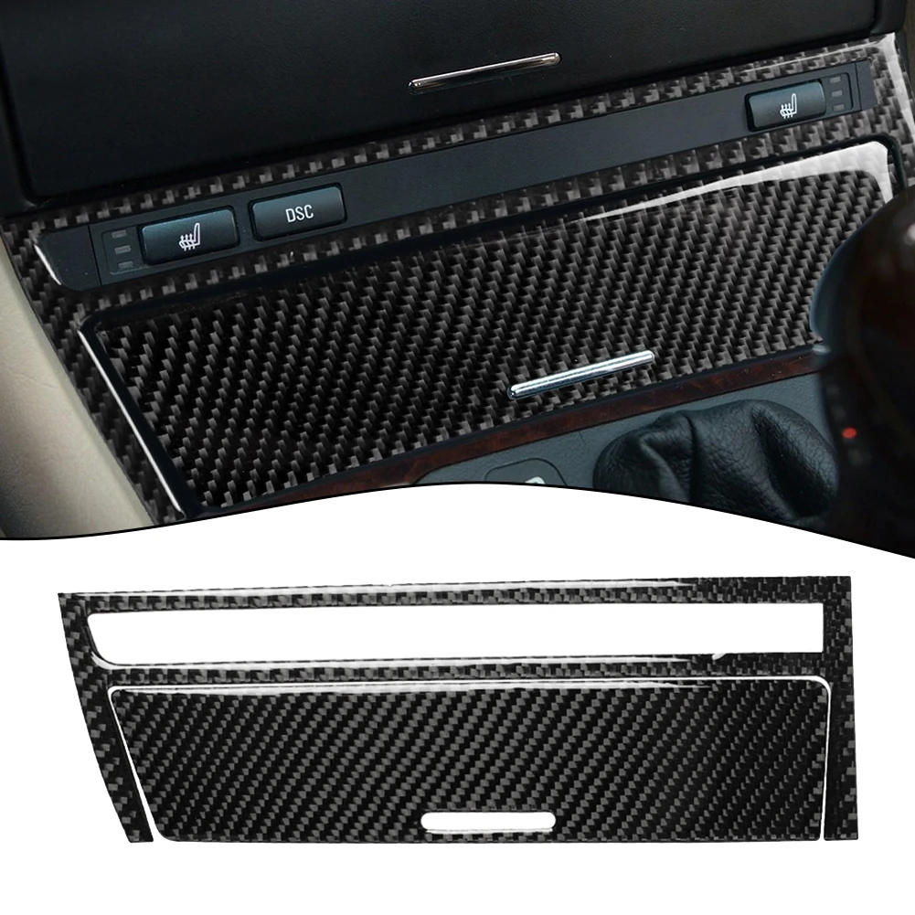 

2pcs 243 * 68mm Car Central Control Storage Box Decorative Cover For BMW 3 Series E46 1998-2005(LHD) Carbon Fiber Car Stickers