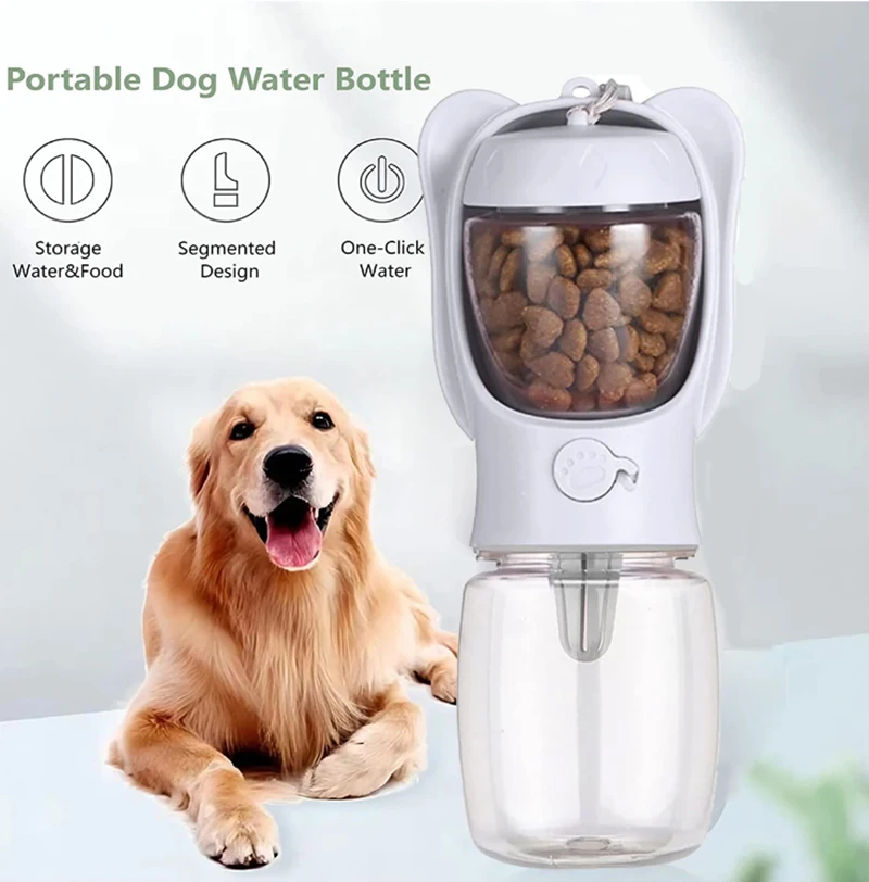 Portable Dog Cat Water Bottle with Storage Food and Water Container Suitable for Pet Dog Feeding Outdoor Travel Pet Supplies