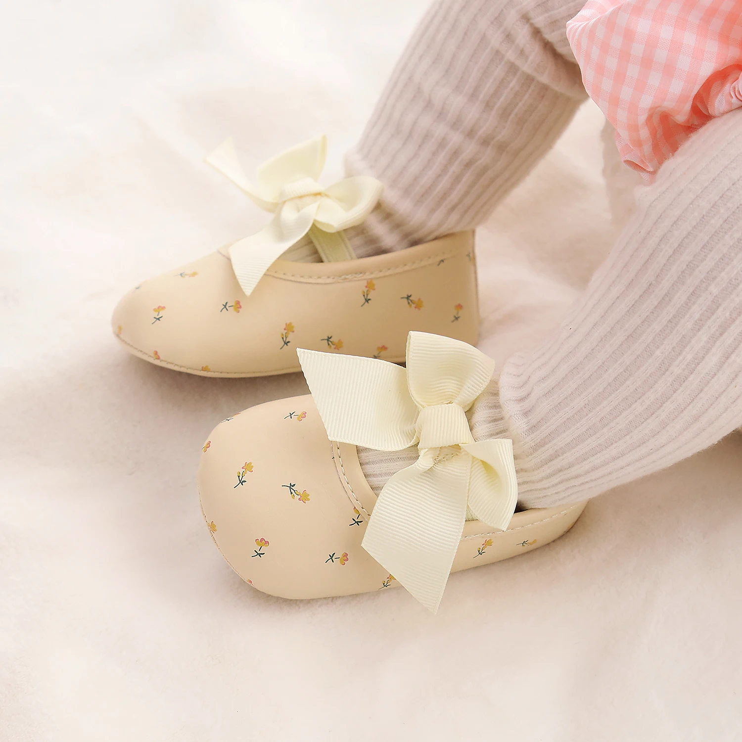 Infant Baby Girls Mary Jane Flats Non-Slip Bowknot Princess Wedding Dress Shoes Toddler Crib Shoes 6