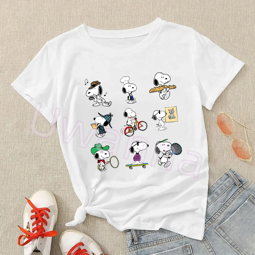 Snoopy Comic T Shirt Women The Eras Tour Printed Harajuku Summer Graphic Peanuts Tshirt Kawaii T-shirt Casual Top Tees Female 3