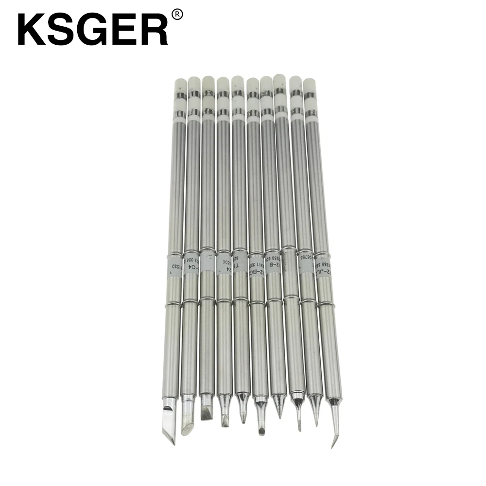 KSGER T12 Silver Soldering Iron Tips Soldering Station Handle Welding Replace T12-B BC2 K C1 C4 D08 D24 D4 I JL02 Soldering Iron 2