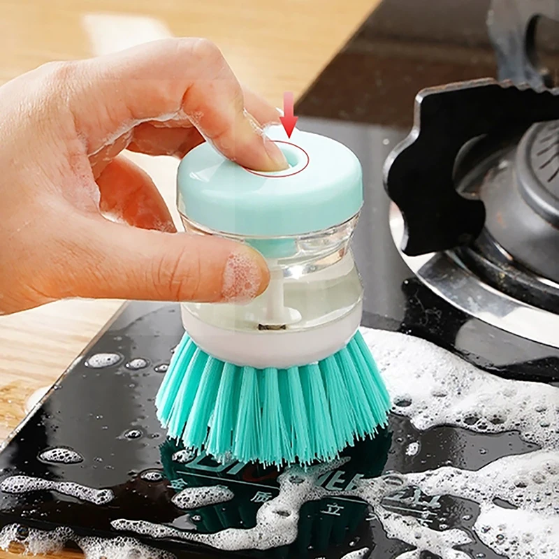 2024 New Kitchen Wash Pot Dish Brush Washing Utensils With Washing Up Liquid Soap Dispenser Household Cleaning Accessories 5