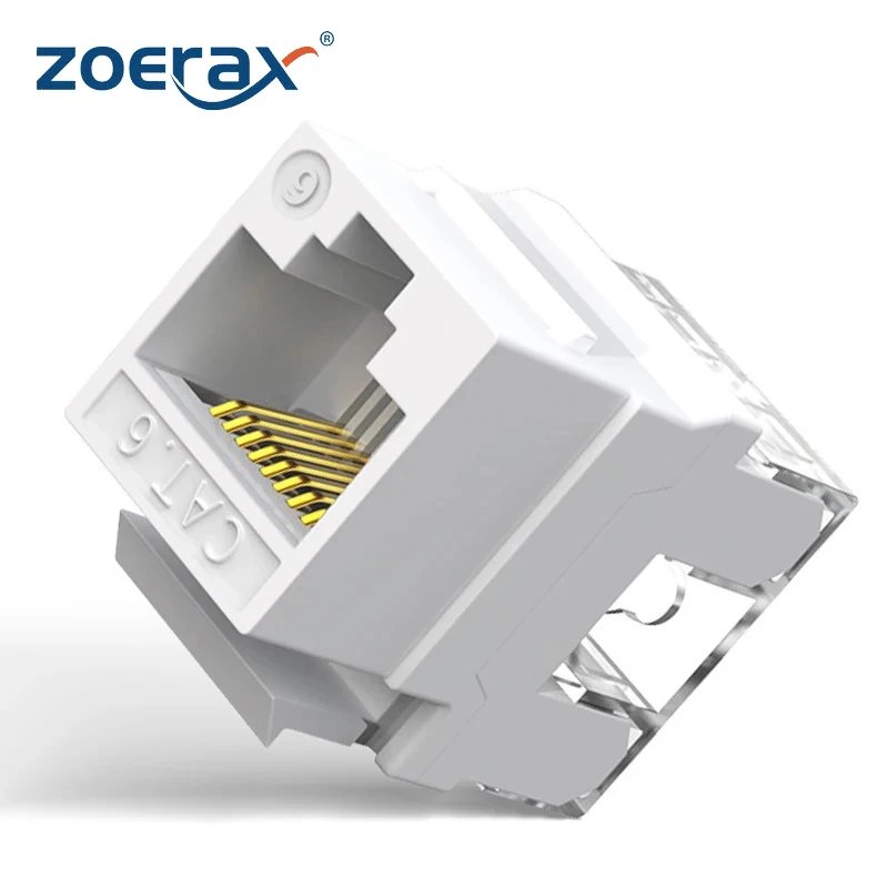 Zoerax Keystone Jacks Perfil Fino Parede Ethernet Jack Jack Modular 180 Graus Cat5e Cat6 Rj45 Pacote de 10