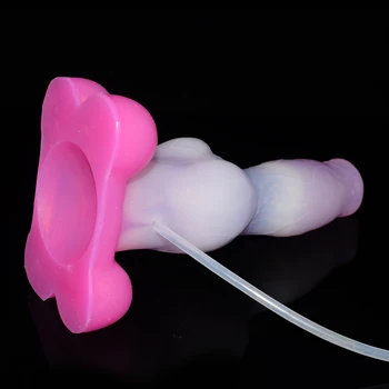 Big Squirt Dildo With Suction Cup Silicone Dog Anal Plug Syringe Tube Spray Ejaculation Penis G-spot Vagina and Anus Masturbator 3