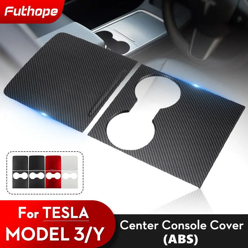 Futhope ABS Ultra Thin Center Console Cover for Tesla Model 3 Y 2021-23 Not Affect Central Control Use Decorative Protection Car