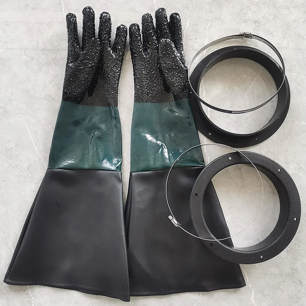 Sandblasting Gloves SandBlaster Parts 60cm with O Rings for Sandblast Cabinet work gloves protective gloves