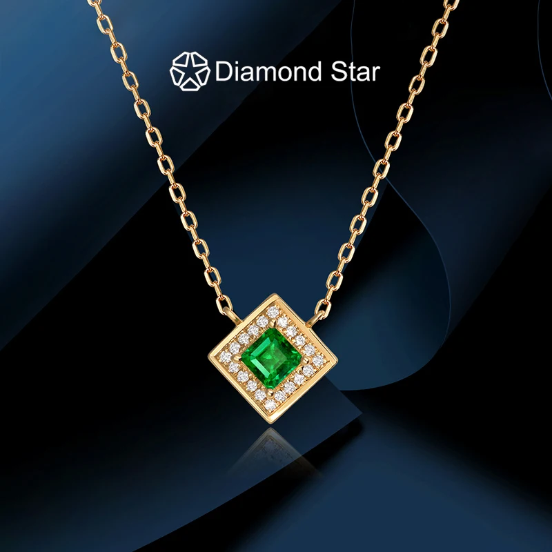 

Lab grown emerald fancy necklace luxury design for women 2024 newest design custom 18K 9K gold wedding engagement necklace