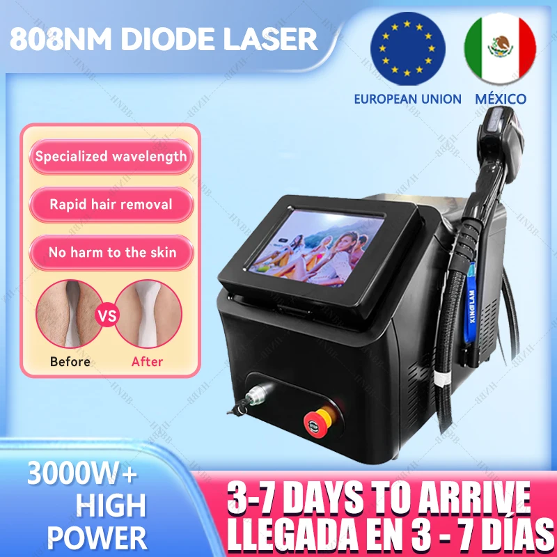 Safest Depiladora Laser New Black Ice Platinum Cooling System Skin Care 808nm Diode Laser Hair Removal Machine 3-Wavelength3000w