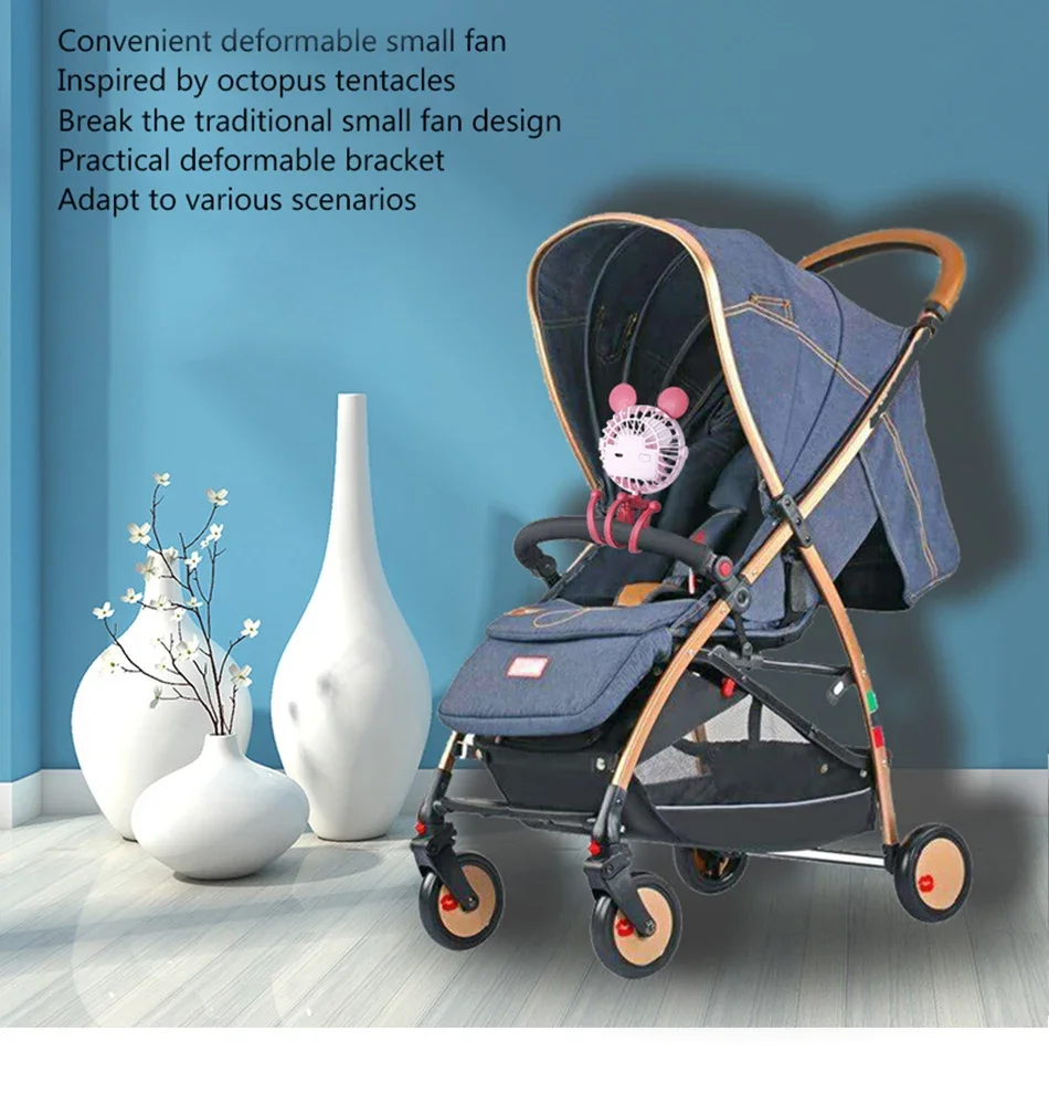 Description Picture 5 of itemNew Stroller Fan Portable Desk Handheld Baby Bed Car Seat Fan Personal USB Rechargeable Quiet Fan Mini Stroller Accessories