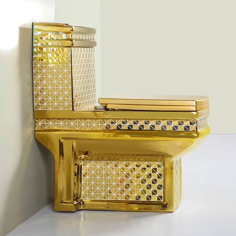 

Square gold toilet European court colored household toilet ceramic straight-flush horizontal row Biological Toilet Closestool
