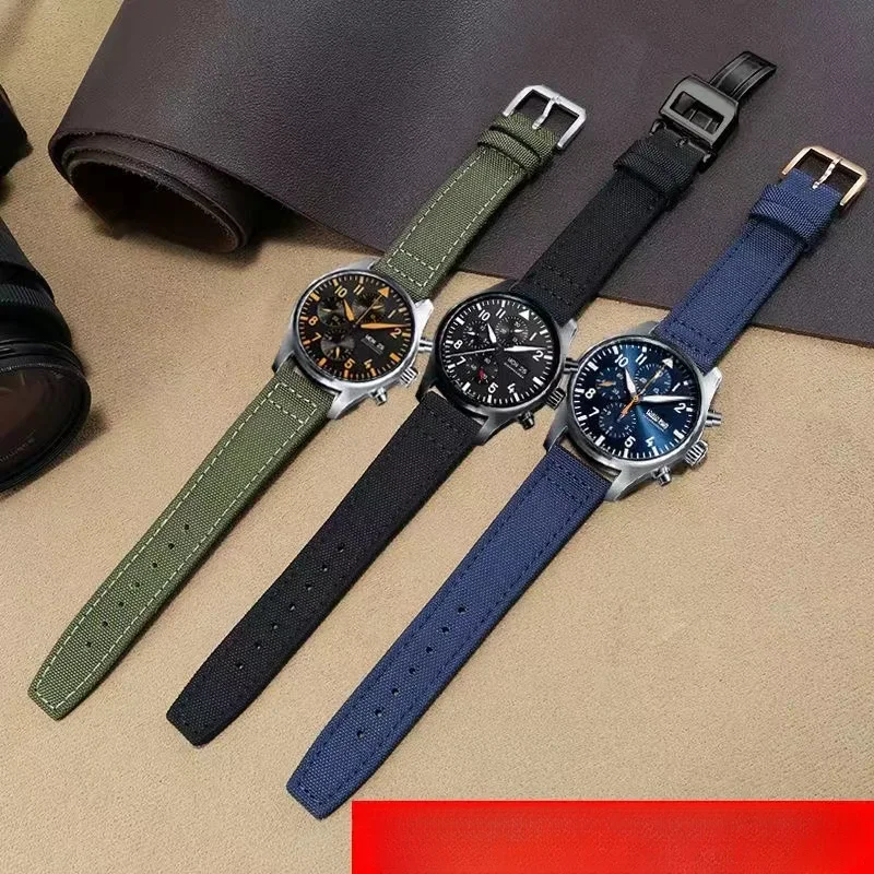 Per Iwc Cinturino In Nylon Intrecciato Pilot Blue Captain Portofino 20Mm 21Mm 22Mm Nero Verde Blu Impermeabile Cinturino Per Orologio Da Uomo In Tela