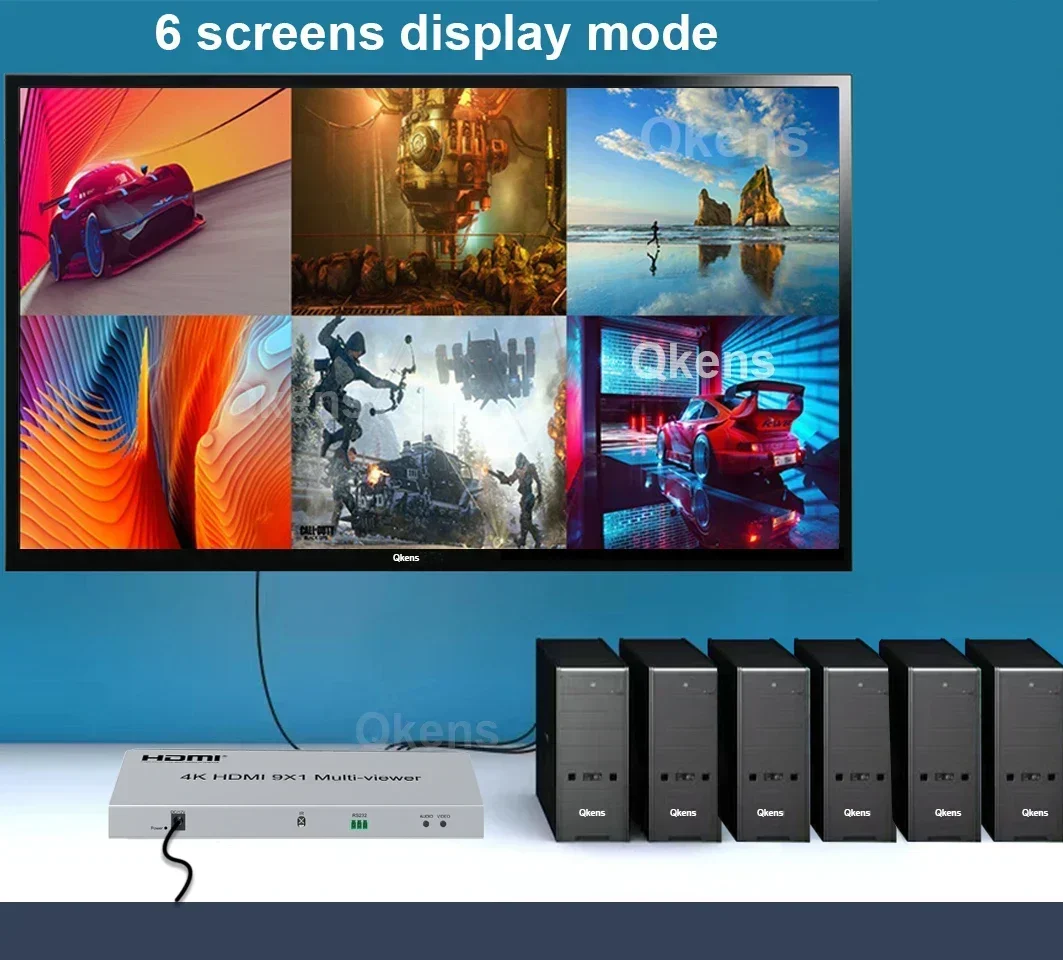 4K 9x1 HDMI 멀티뷰어 2x1 4x1 6x1 8x1 HDMI 쿼드 스크린 멀티뷰어..