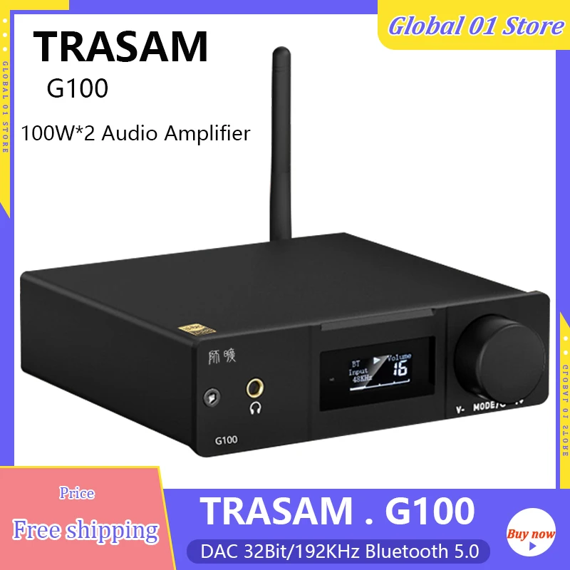 TRASAM G100 Audio Amplifier TPA3116*2 Bluetooth 5.0 High Power HiFi AMP USB DAC PCM5100 Headphone Amplifier 24Bit 192KHz Decoder