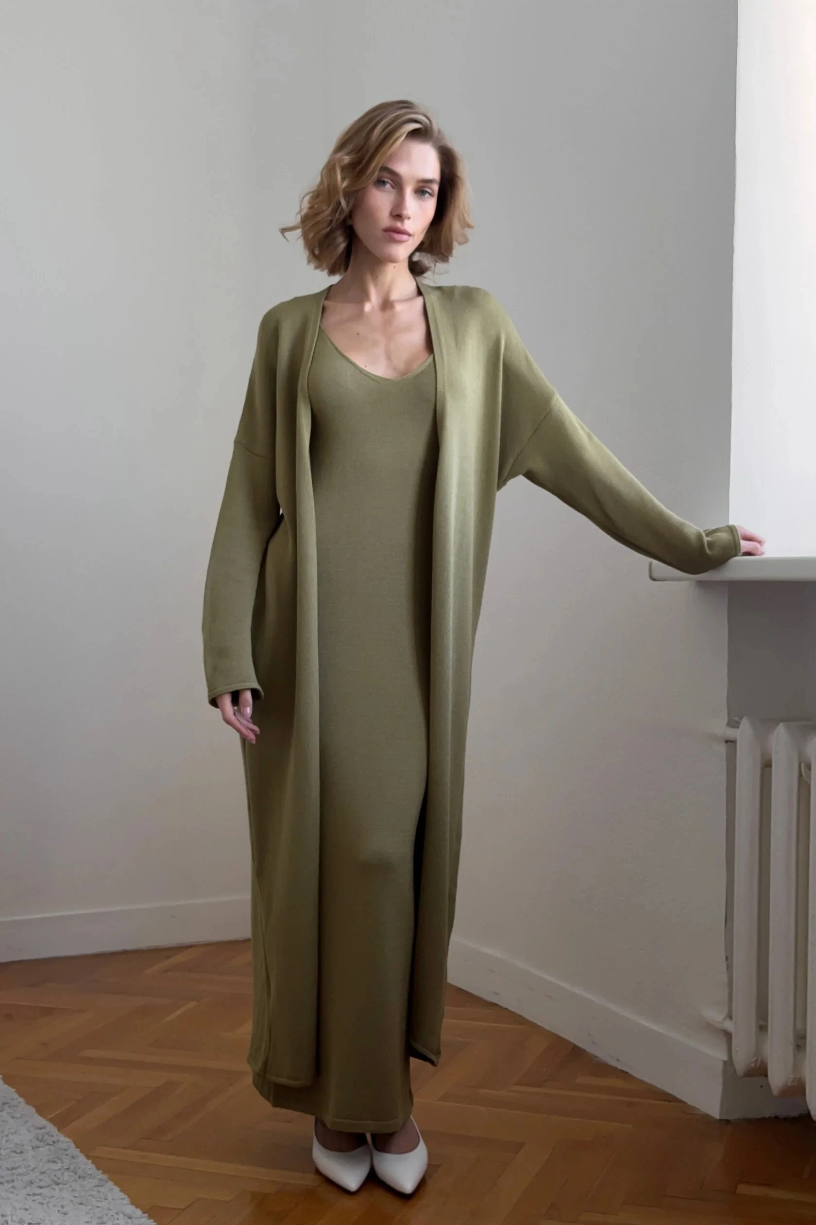 Hirsionsan Soft Loose Sets Women Two Pieces Long Sleeve Cardigan & Vest Dresses Elegant Female Hollow Outfits Cotton Tracksuit Image 38