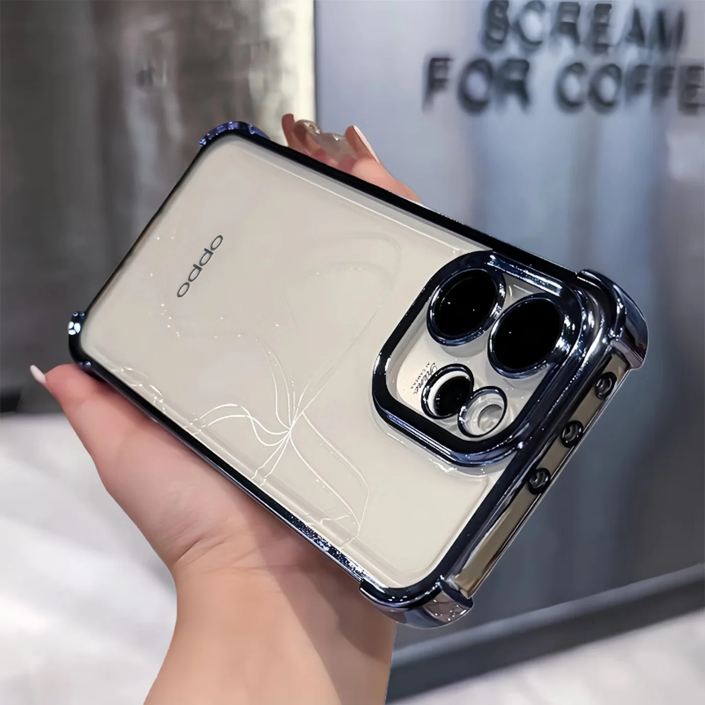Magnetic U-Shape Stand Transparent TPU Case with Built-in Lens Film