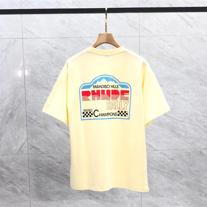 

Y2K Rhude Racing Print T Shirt Men Women Best Quality White Apricot Black Streetwear Top Tee T-shirt GYM