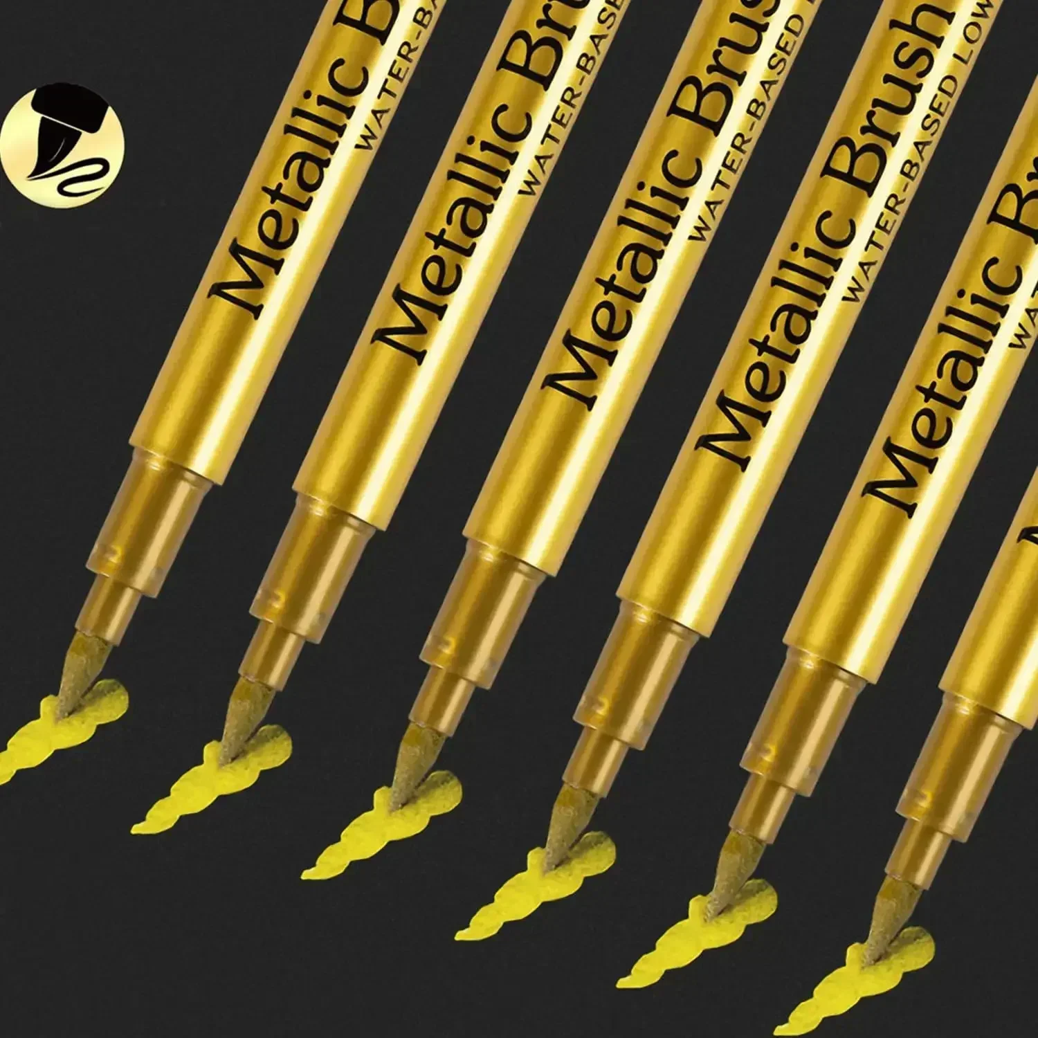 6Pcs Brush Metallic Paint Marker Pens Permanent Art Marker For Manga Crafts Scrapbooking Stationery Supplies