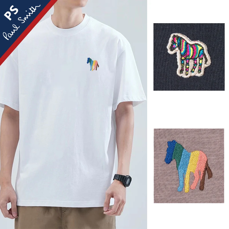 

Лидер продаж Хлопковая мужская женская футболка роскошный бренд вышивка Зебра логотип парные повседневные свободные футболки с круглым вырезом и коротким рукавом для девушек