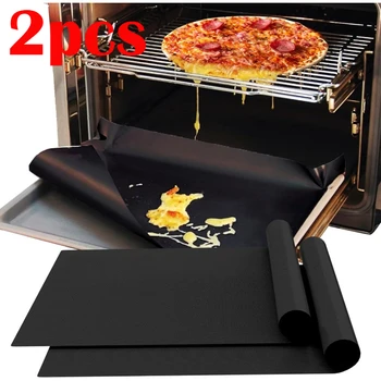 2pcs Large Non Stick Oven Liner Reusable Protector Mat Heat Resistant Grill Mats 60X 40CM BBQ Grill Mat Baking Mat