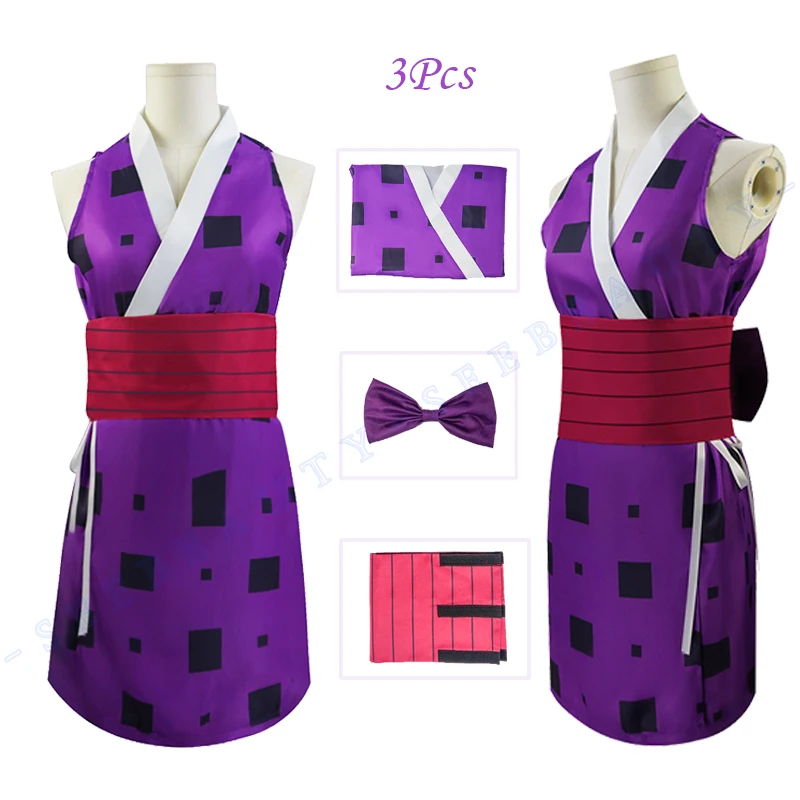 Demon Slayer Kimetsu No Yaiba Anime Season 2 Hinatsuru Tengen Cosplay Costume Purple Skirt Set Japanese Kimono Uzui Wife |