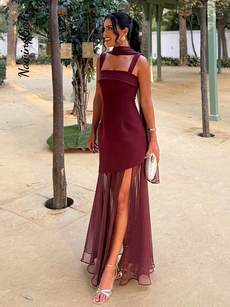 knee length dresses for ladies Burgundy main image 1