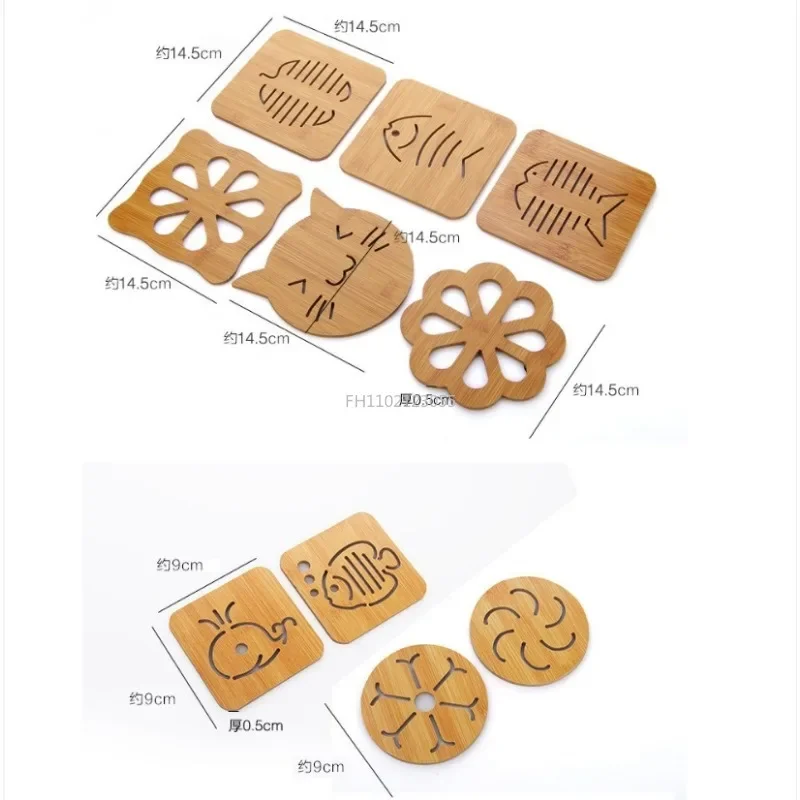 Thickened Anti Scalding Meal Anti Slip Pan Bowl Plate Pad Hollow Out Wooden Coaster Kitchen Tableware Insulation Mats Placemat