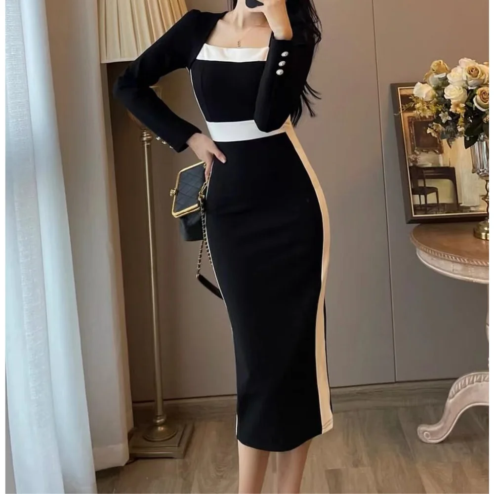 

Muloong Square Neckline Tea-Length Women Elegant And Pretty Luxury Prom Dress