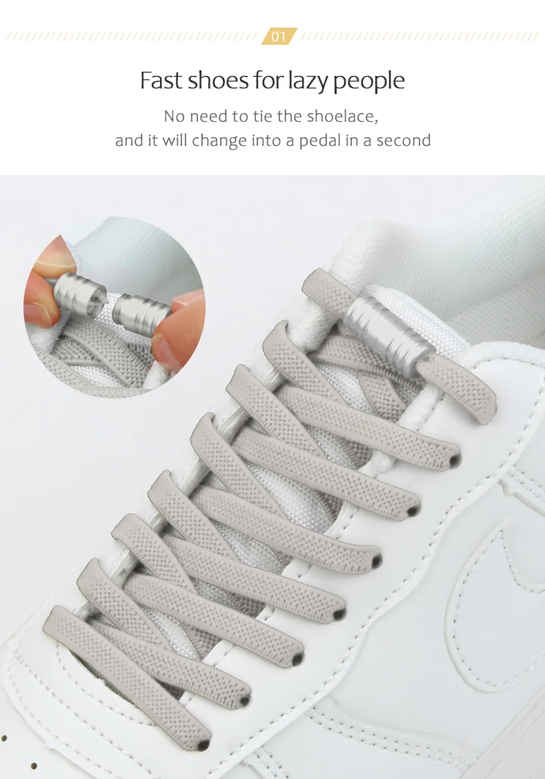 Lacci elastici con chiusura in metallo Scarpe senza lacci per scarpe da ginnastica per bambini e adulti Lacci pigri Taglia unica per tutte le scarpe_voghion.com