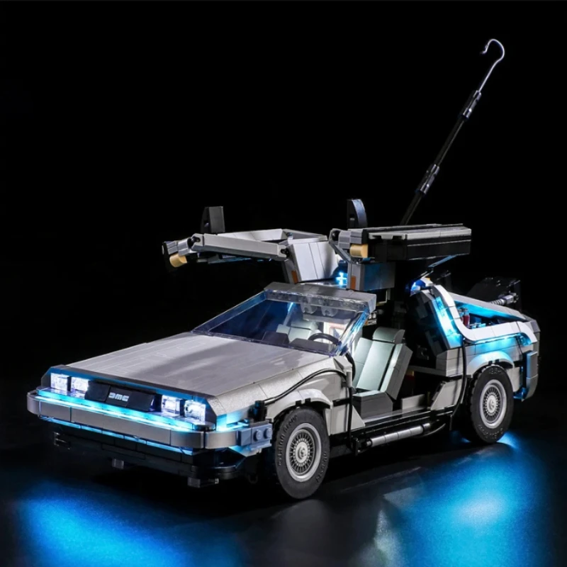 

В наличии 10300 с подсветкой, DeLorean, фотография Назад в будущее, машина, концепция автомобиля, строительные блоки, кирпичи, игрушки, подарок