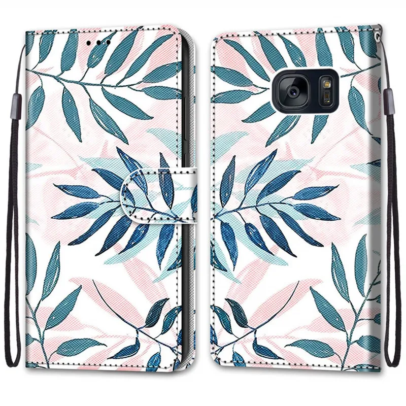 Flower Pattern Flip Case For Samsung Galaxy S7 S8 S9 Plus S9+ G930F G950F G960F G965F Wallet Leather Phone Case Stand Book Cover