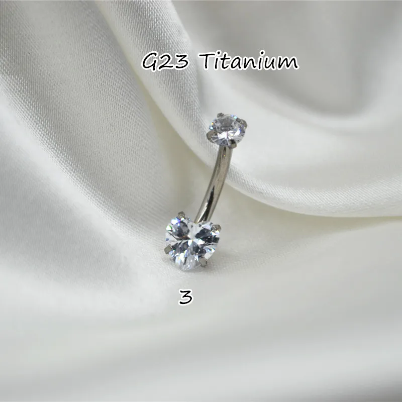 10PCS Körper Schmuck-G23 Titan CZ Smart Nabel Bauchnabel Körper Piercing 14Gx10x4/6mm Nabel Kurve Barbells Bauch Ringe Neue – Detail 7