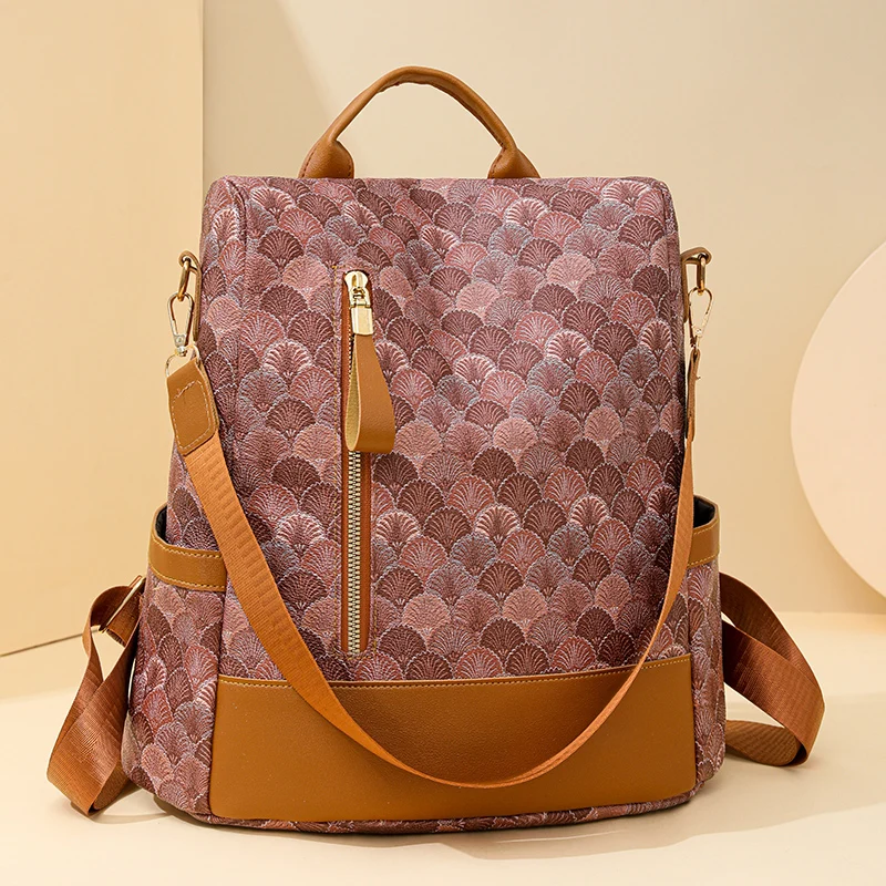 Sac à Dos Cuir Femme Sac à Dos Cuir PU Femme Antivol, En