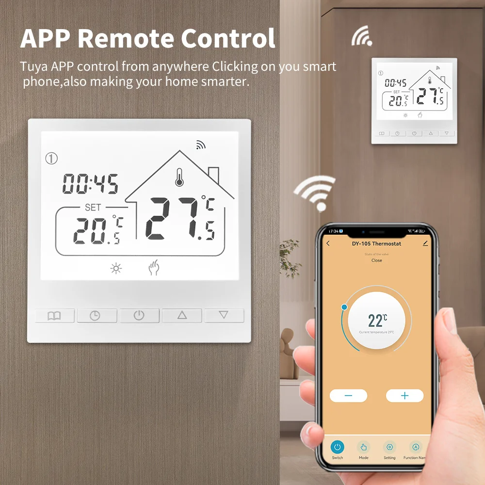 Tuya WiFi Smart LCD Display Thermostat Electric Floor APP Heating Water/Gas Boiler Temperature Remote Controller Alexa Google