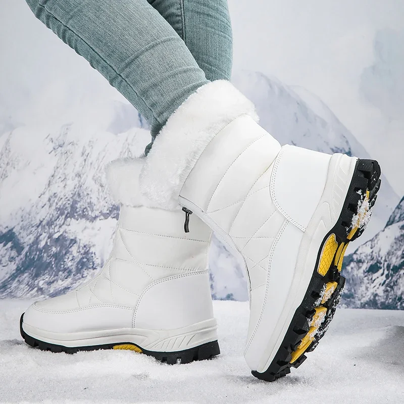 Non Slip Waterproof Platform Snow Boots for Women 2023 Thick Plush Winter Ankle Boots Woman Keep Warm Cotton Padded Shoes