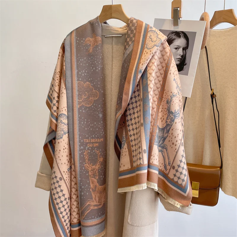 2022 Luxury Brand Cashmere Scarf for Women Fashion Warm Winter Blanket Thick Shawl Wrap Bandana Female Pashmina Bufanda Poncho 57
