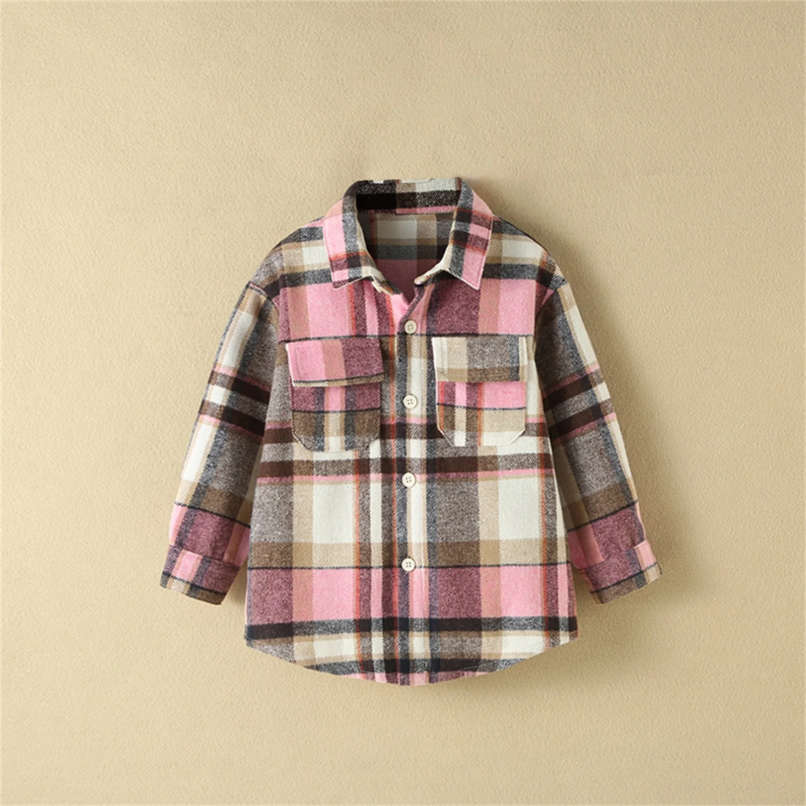 FOCUSNORM 2-7Y 가을 인과 키즈 소년 소녀 셔츠 코트 3 색 격자 무늬 인쇄 긴 소매 싱글 브레스트 아웃웨어