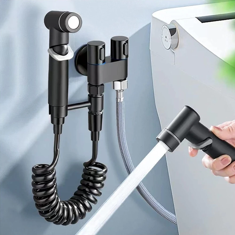 

Hygienic Shower for Bathroom Portable Bidet Toilet Water Sprayer Gun Double Outlet Angle Valve Shower Head Bathroom Accessories