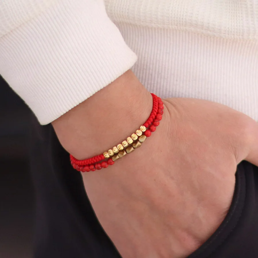 Gold Color Beads Handmade Braided Men Bracelet Set