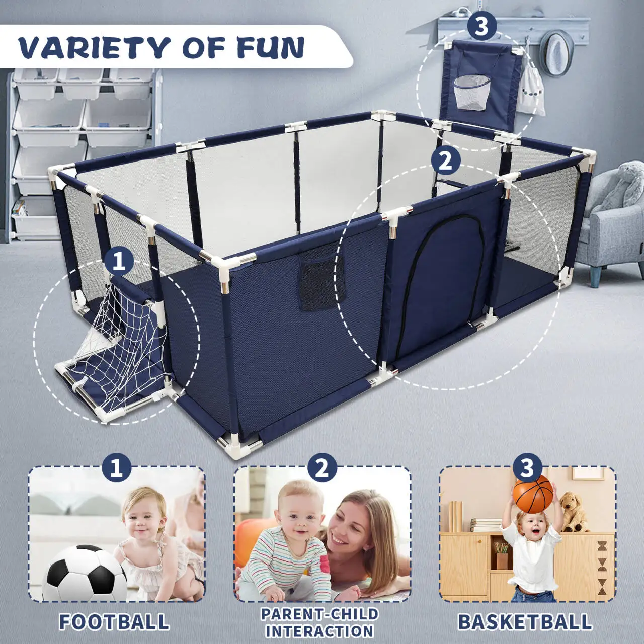 IMBABY Baby Playpen Activities for Baby Large Baby playground Game Playpen for Children Indoor Barrier Protective for Baby Fence 2