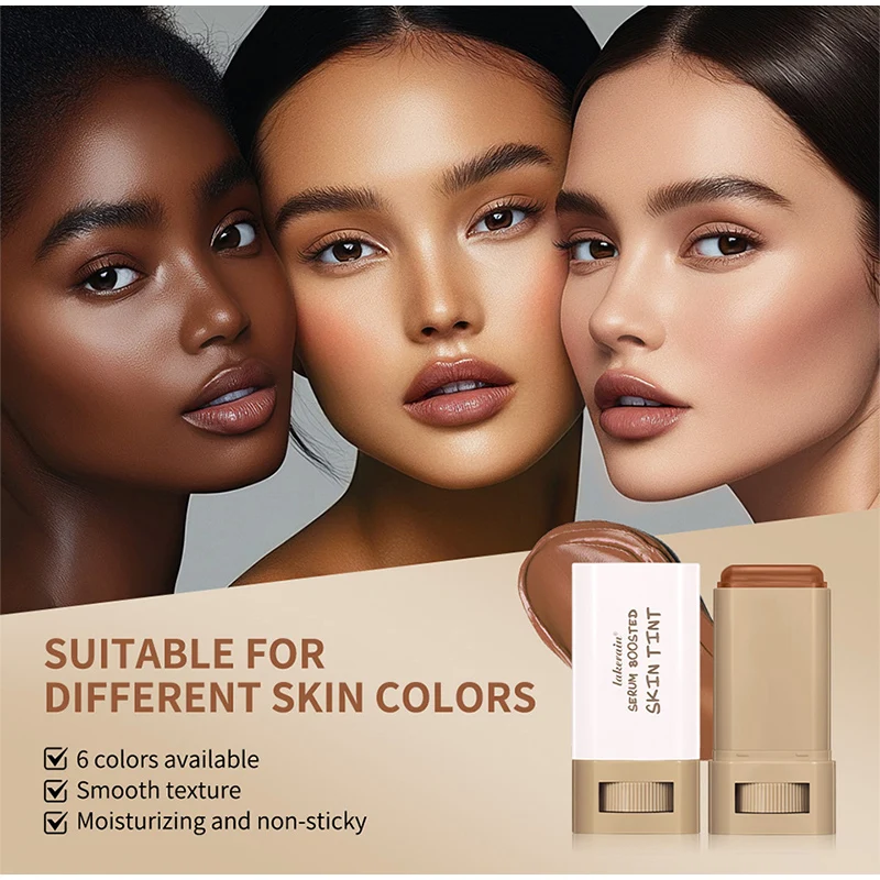 Stick Foundation Balm Serum Skin Tint Foundation Stick Smooth Plumper High Coverage Travel Bronze Make