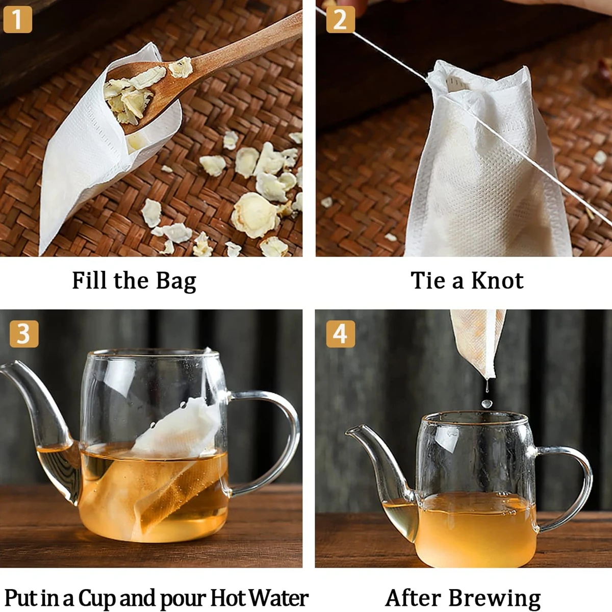 Disposable Tea Filter Bags Disposable Tea Bags Tea Filter Bags 100 Pack Empty Tea Bags Eco-Friendly Degradable Disposable Diffuser Loose Coffee Spice Herbs Teabags