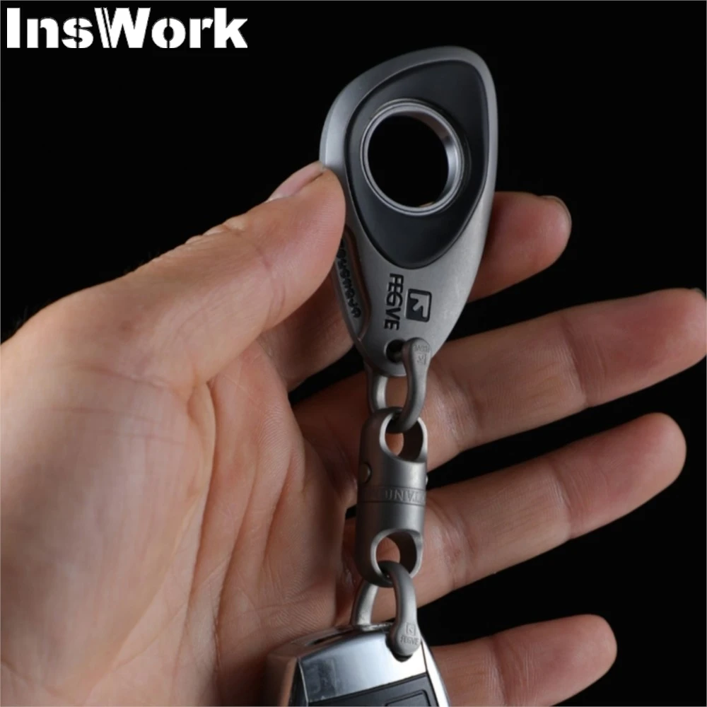 Fegve 2024 New Rotatable Gyro Titanium Keychain Car Key Ring